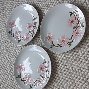 Orchard Ware Pink Dogwood Blossoms Dinner Plates 10.5" Set of 3